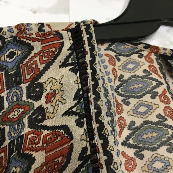 Angie Aztec Tribal boho print kimono style open front lightweight‎ cardigan M - Picture 6 of 10